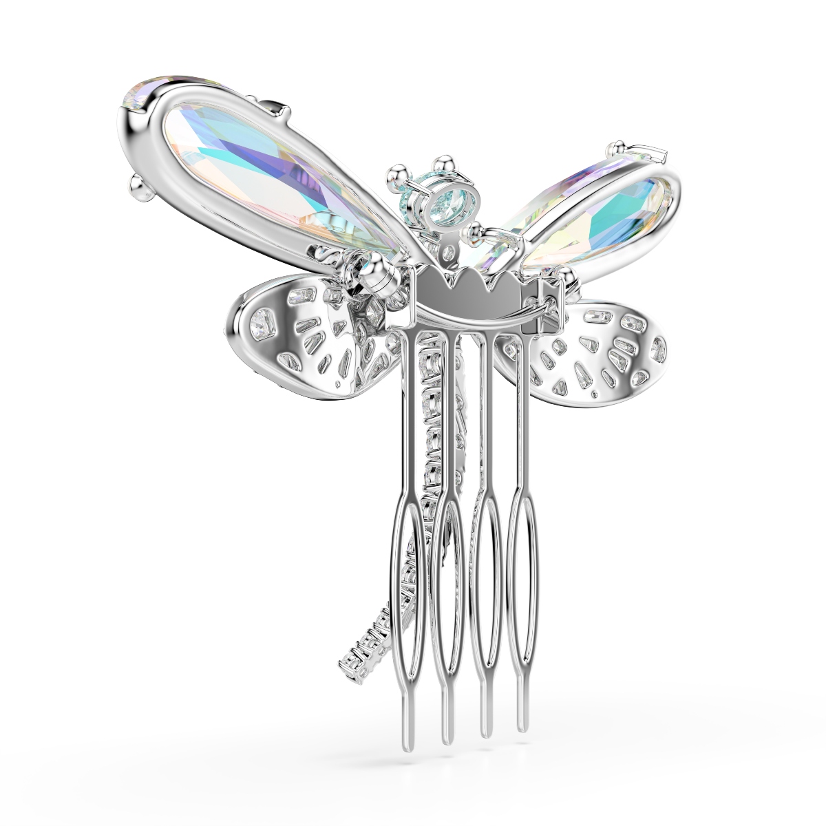 Brooch and hair accessory, Mixed cuts, Dragonfly, Green, Rhodium plated Ariana Grande x Swarovski Swarovski 6