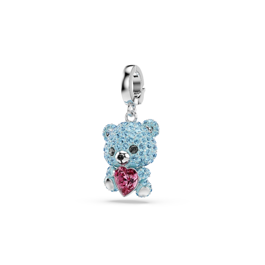 Charm, Mixed cuts, Teddy, Blue, Rhodium plated Idyllia Swarovski 2