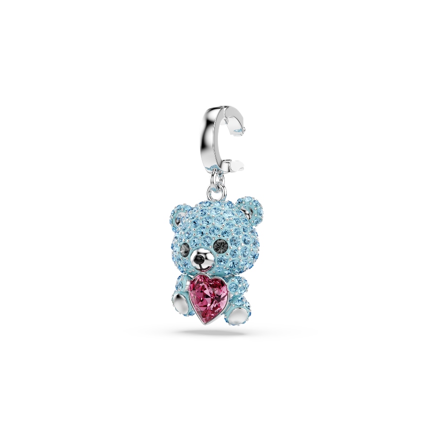 Charm, Mixed cuts, Teddy, Blue, Rhodium plated Idyllia Swarovski 3