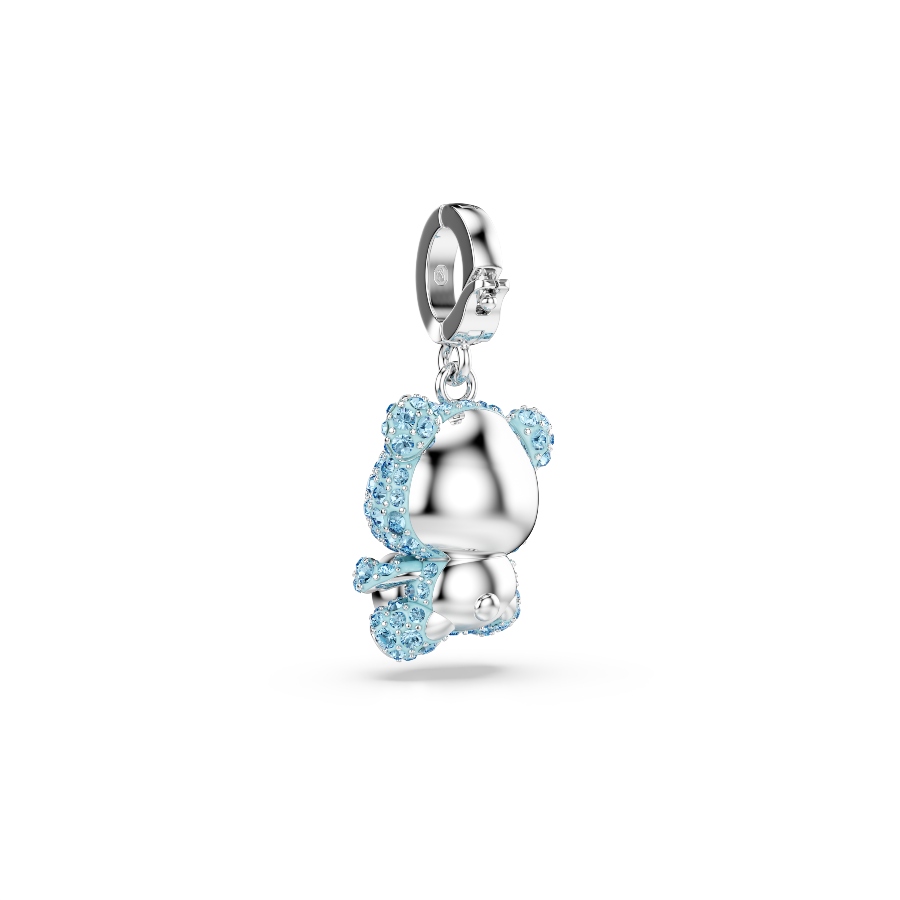Charm, Mixed cuts, Teddy, Blue, Rhodium plated Idyllia Swarovski 5