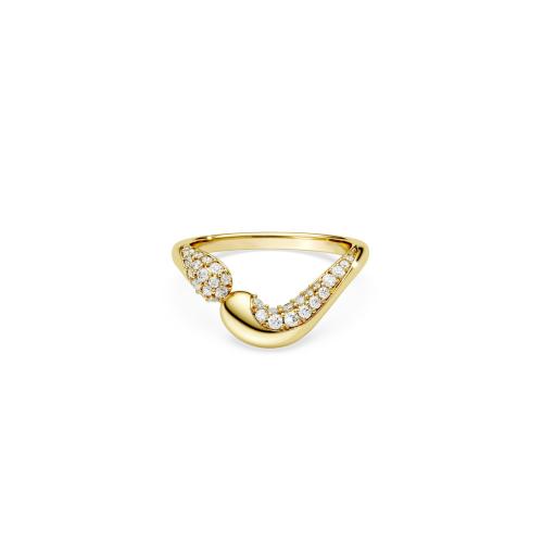 Open ring, Round cut, White, Sterling silver, 18K gold finish Classica Swarovski