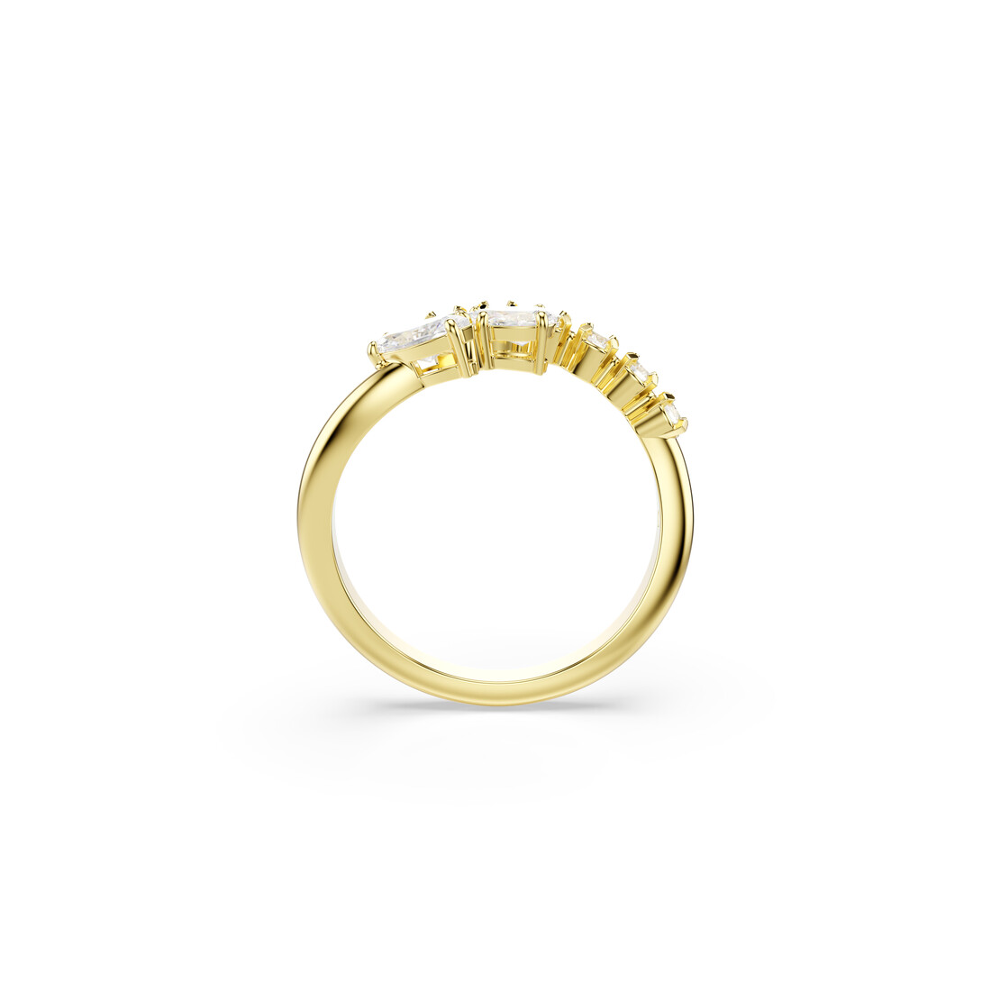Разомкнутое кольцо, Разные огранки, Белое Mesmera Swarovski 3