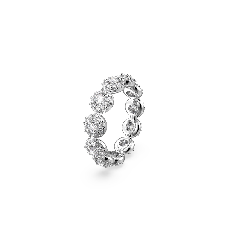 Gredzens, Apaļais griezums, Balts, Rodija pārklājums Una Swarovski 2