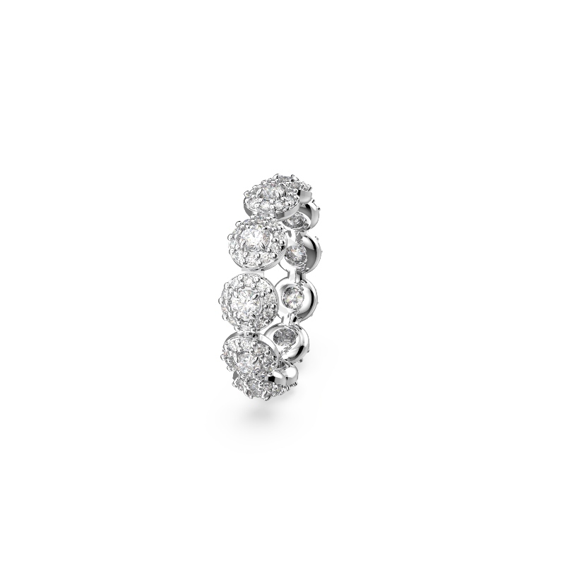 Gredzens, Apaļais griezums, Balts, Rodija pārklājums Una Swarovski 3