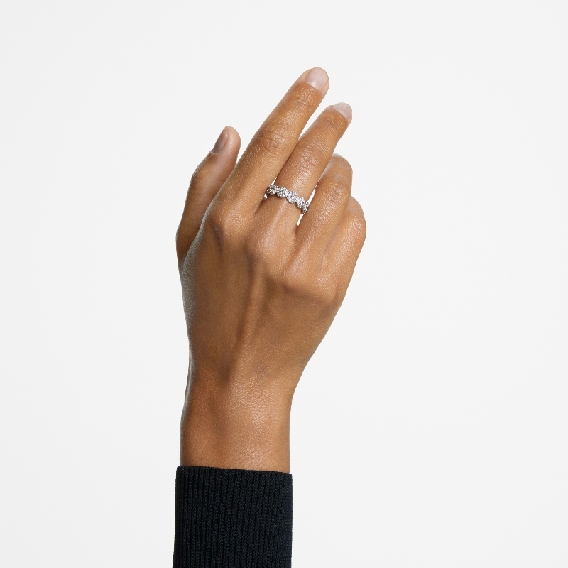 Gredzens, Apaļais griezums, Balts, Rodija pārklājums Una Swarovski 4