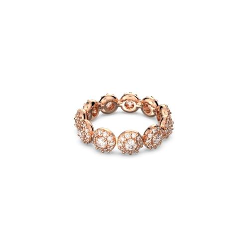 Gredzens, Apaļais griezums, Balts, Rozā zelta toņa pārklājums Una Swarovski