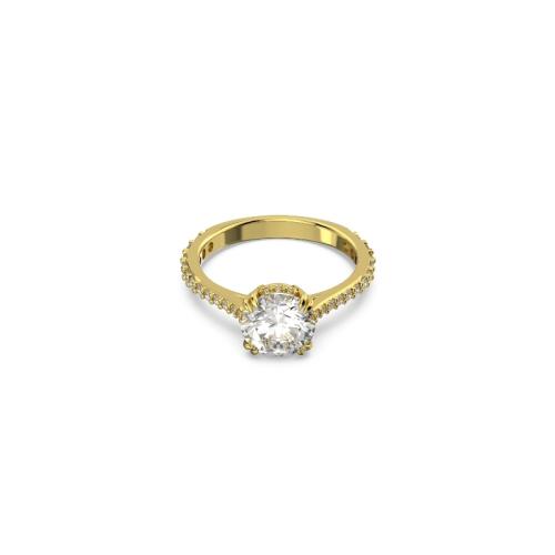 Cocktail ring, Round cut, Pavé, White, Gold-tone plated Stilla Swarovski
