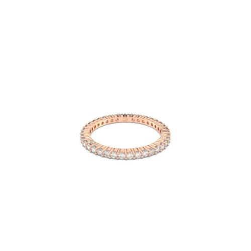 Ring, Round cut, White, Rose gold-tone finish Matrix Swarovski