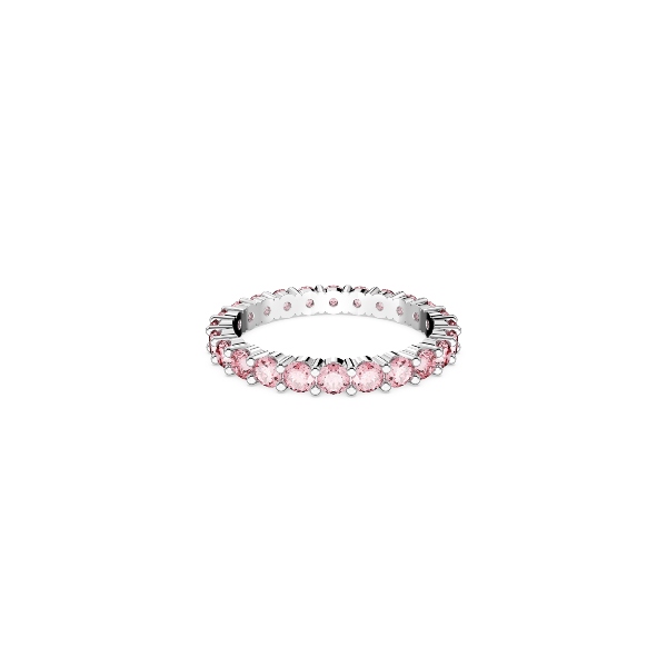 Gredzens, Apaļais griezums, Rozā, Rodija pārklājums Matrix Swarovski