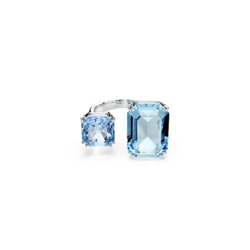 Atvērts gredzens, Astoņstūra griezuma kristāli, Zils, Rodija pārklājums Millenia Swarovski