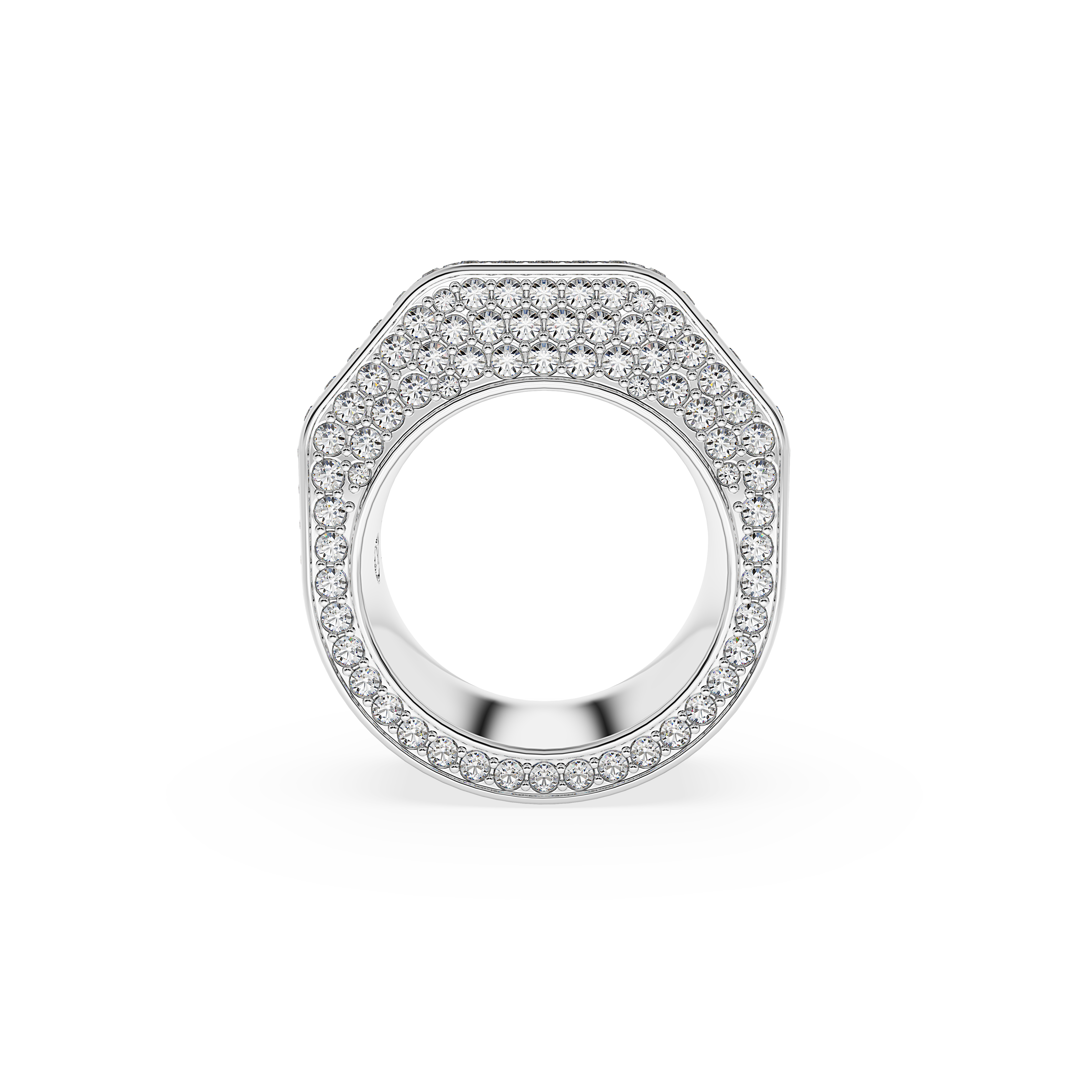 Gredzens, Astoņstūra griezuma kristāli, Pavé, Balts, Rodija pārklājums Dextera Swarovski 4