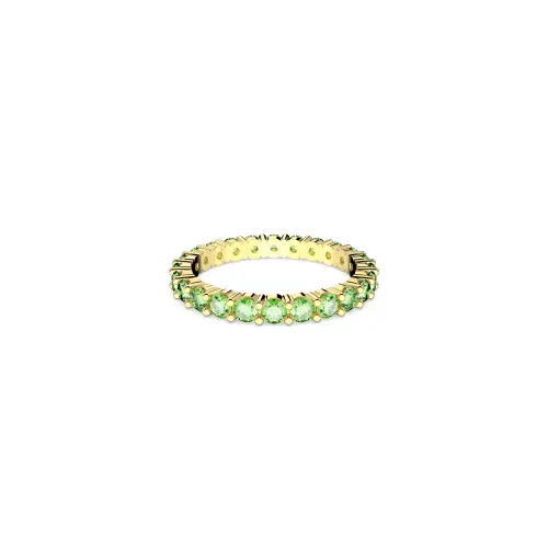 Ring, Round cut, Green, Gold-tone plated Matrix Tennis Swarovski