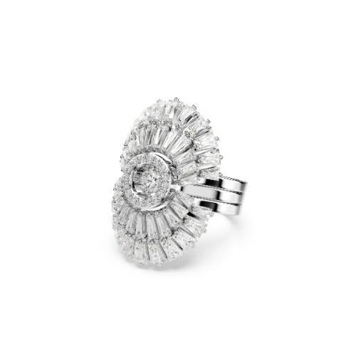 Ring, Set (3), Mixed cuts, Shell, White, Rhodium plated IDYLLIA E FAUNA Swarovski