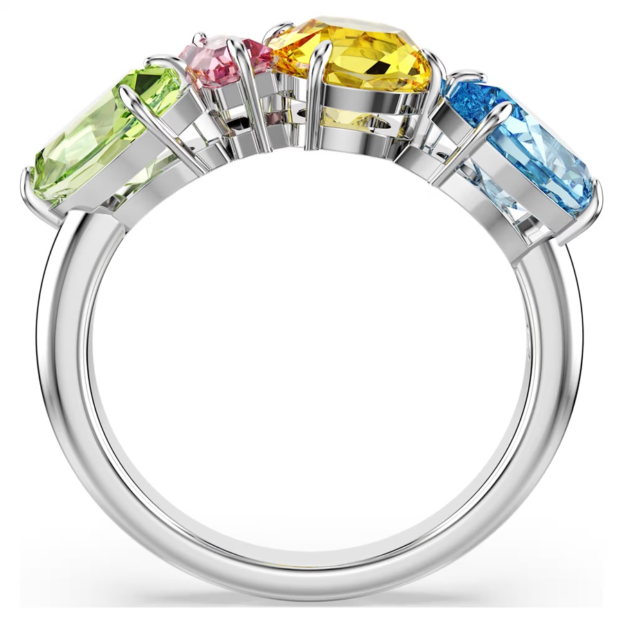 Cocktail ring, Mixed cuts, Multicolored, Rhodium plated Gema Swarovski 5