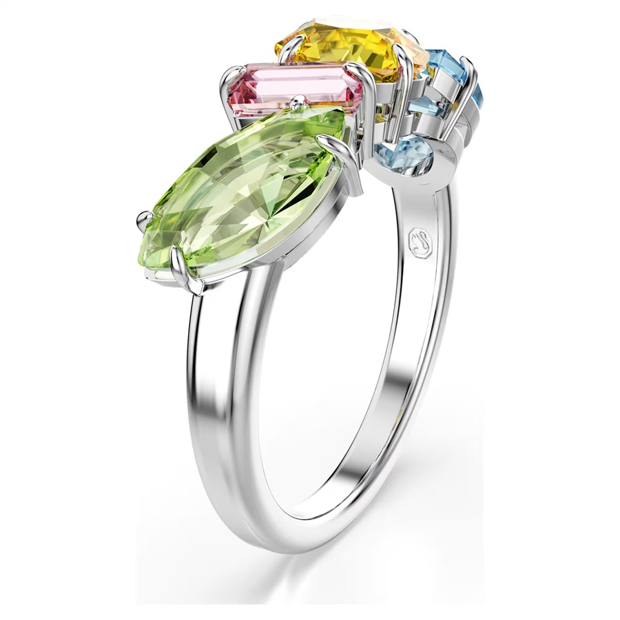 Cocktail ring, Mixed cuts, Multicolored, Rhodium plated Gema Swarovski 3