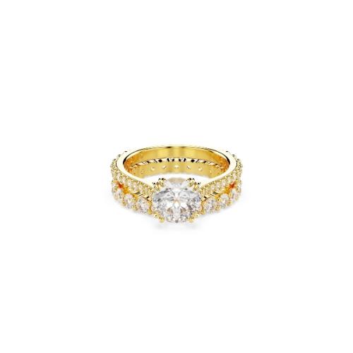 Ring Set (2), Round cut, White, Gold-tone plated