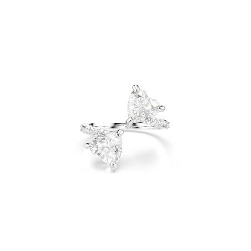 Open ring, Heart cut, Pavé, Heart, White, Silver-tone finish Mesmera Swarovski