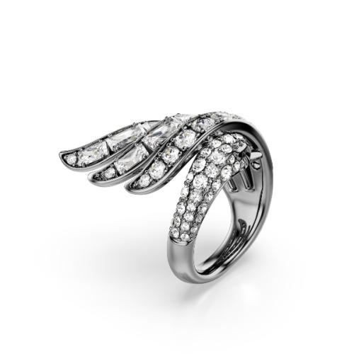 Ring, Swan, White, Ruthenium plated The Vienna Collection Swarovski