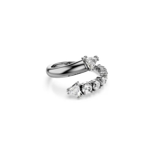Разомкнутое кольцо, Смешанные огранки, Белый, Рутениевое покрытие Sublima Swarovski