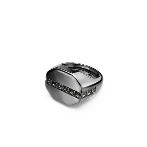 Кольцо, Черный, Рутениевое покрытие Dextera Swarovski