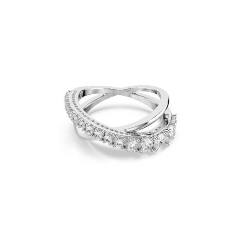 Ring, Mixed cuts, White, Silver-tone finish