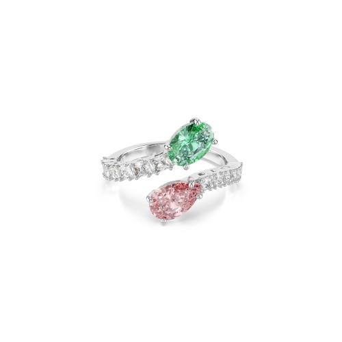 Open ring, Mixed cuts, Multicolored, Rhodium plated Swarovski
