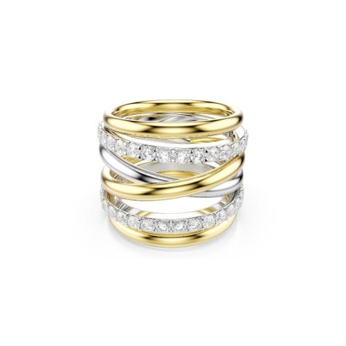 Cocktail ring, Round cut, White, Mixed metal finish Hyperbola Swarovski
