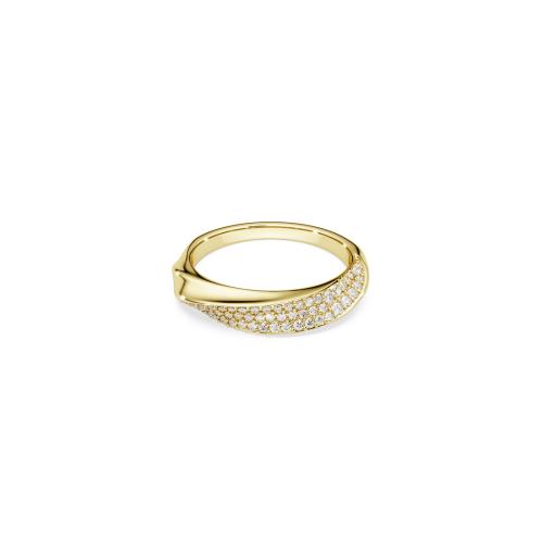 Band ring, Round cut, White, Sterling silver, 18K gold finish Classica Swarovski