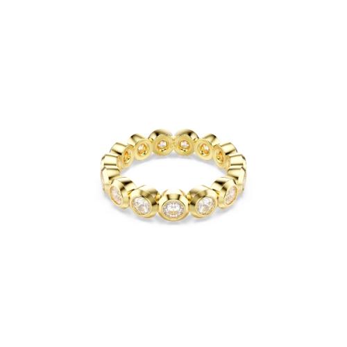 Ring, Round cut, White, Gold-tone plated Imber Swarovski