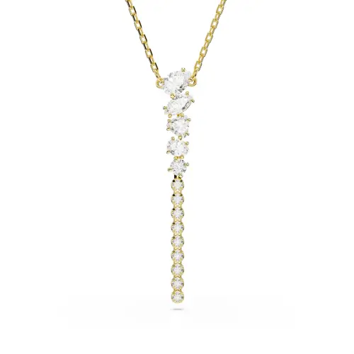 Y-образное колье, Разные огранки, Белые Mesmera Swarovski