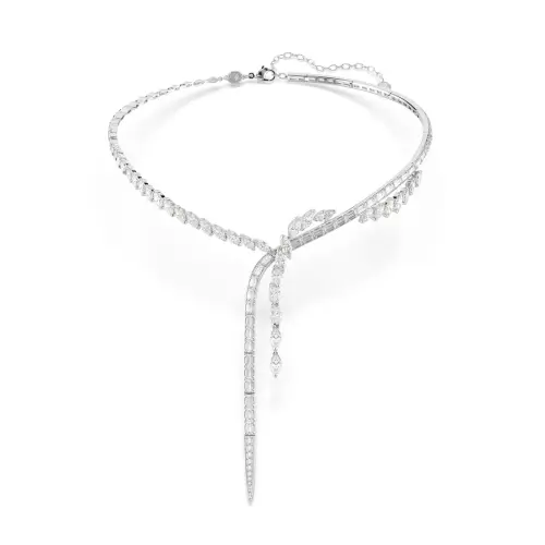 Y-образное колье, Разные огранки, Белые, Родиевое покрытие Mesmera Swarovski
