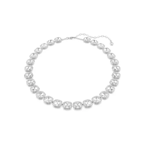 Колье, Огранка «подушка», Белые, Родиевое покрытие Una Swarovski