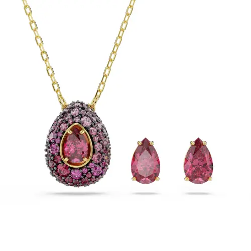 Set, Set (2), Pear cut, Red, 18K gold finish Sublima Swarovski