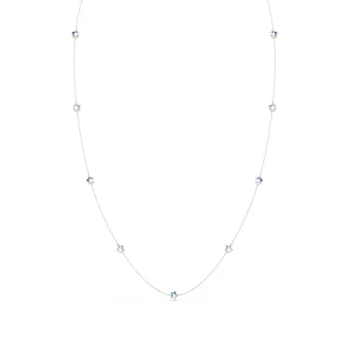 Длинное ожерелье, Звезда, белое, Родиевое покрытие Chroma Swarovski