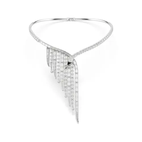 Necklace, Mixed cuts, Swan, White, Rhodium plated The Vienna Collection Swarovski