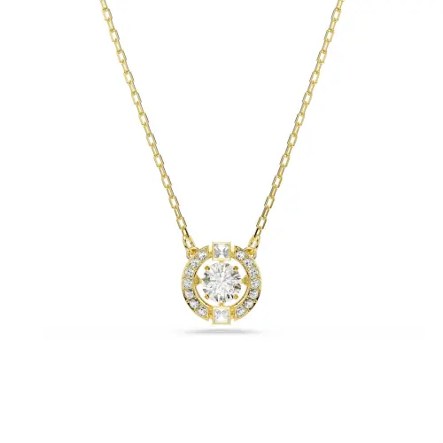 Pendant, Mixed cuts, White, 18K gold finish