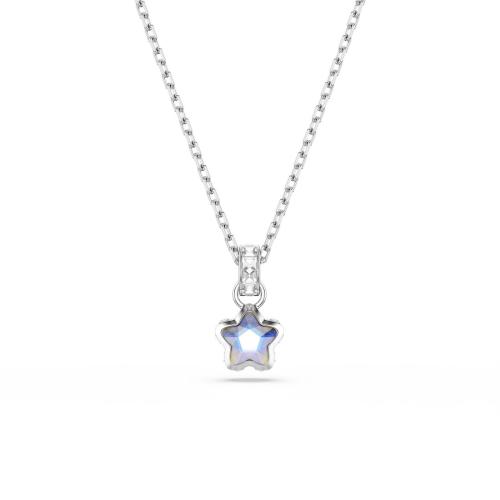 Pendant, Mixed cuts, Star, White, Rhodium plated