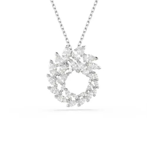 Pendant, Marquise cut, White, Rhodium plated