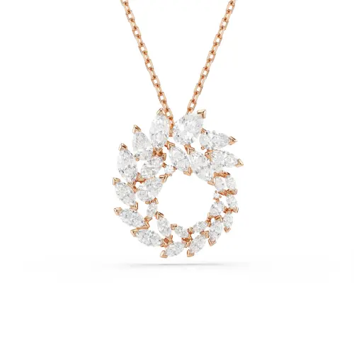 Pendant, Marquise cut, White, 18K rose gold finish