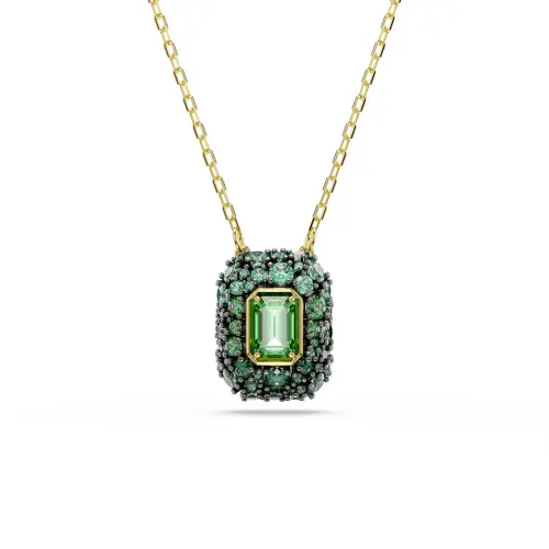 Pendant, Octagon cut, Green, 18K gold finish