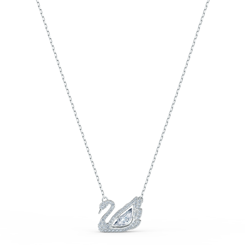 Necklace, White, Rhodium plated