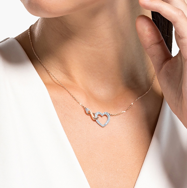 Kaklarota, Balts, Rozā zelta toņa pārklājums Hyperbola Swarovski 4