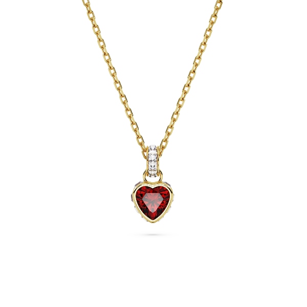 Pendant, Heart, Red, Gold-tone plated Chroma Swarovski