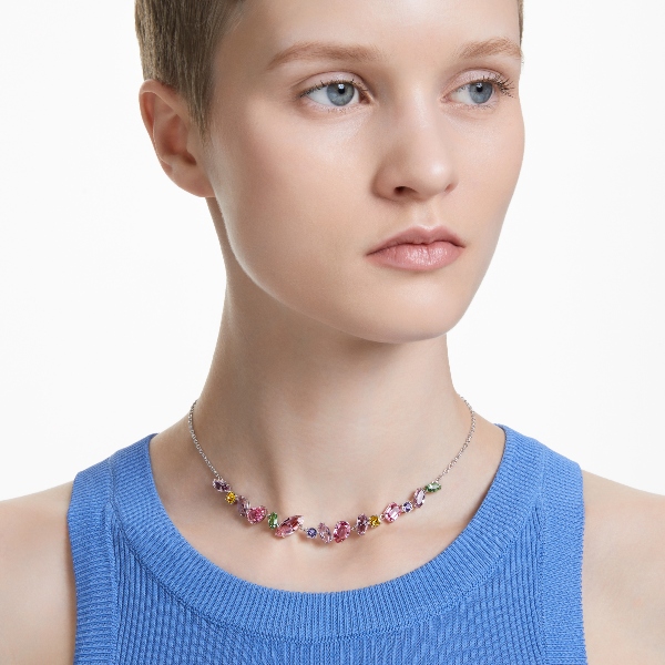 Kaklarota, Dažādu griezumu kristāli, Daudzkrāsainu, Rodija pārklājums Gema Swarovski 5