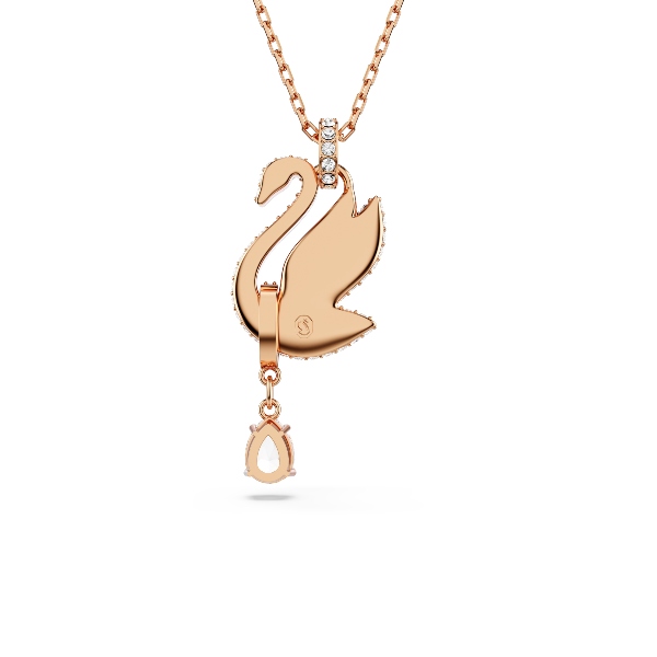 Kulons, Gulbis, Melns, Rozā zelta pārklājums Swan Swarovski 2