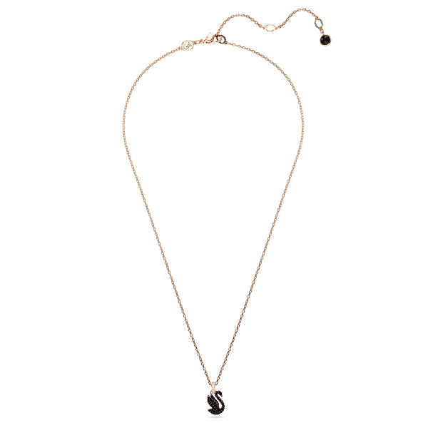 Pendant, Swan, Black, Rose gold-tone plated Swan Swarovski 2
