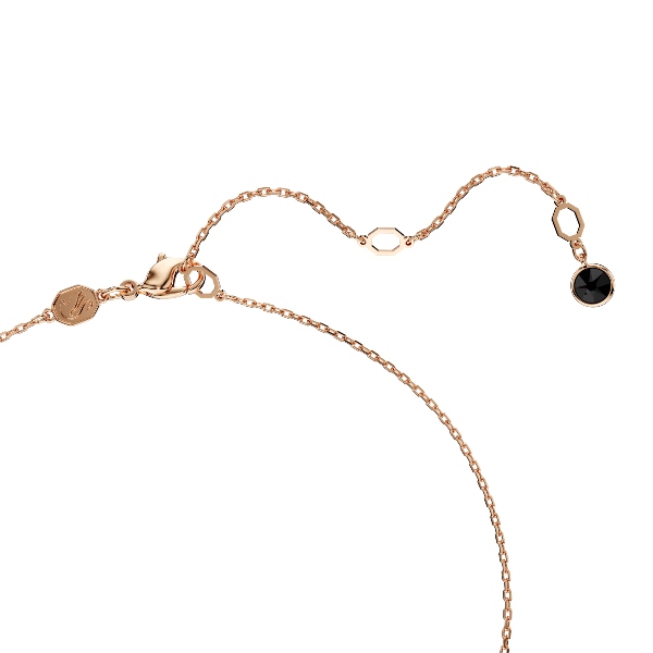 Pendant, Swan, Black, Rose gold-tone plated Swan Swarovski 3
