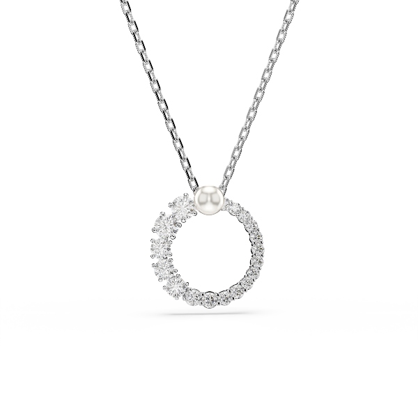 Kulons, Kristāla pērle, Apaļš griezums, Balts, Rodija pārklājums Matrix Swarovski