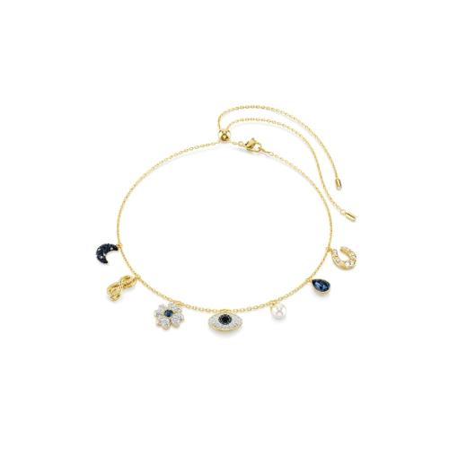 Kaklarota-čokeris, Ļauna acs un pakavs, Zelta toņa parklājums Swarovski