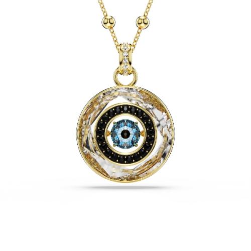 Pendant, Evil eye, Multicolored, Gold-tone plated Swarovski